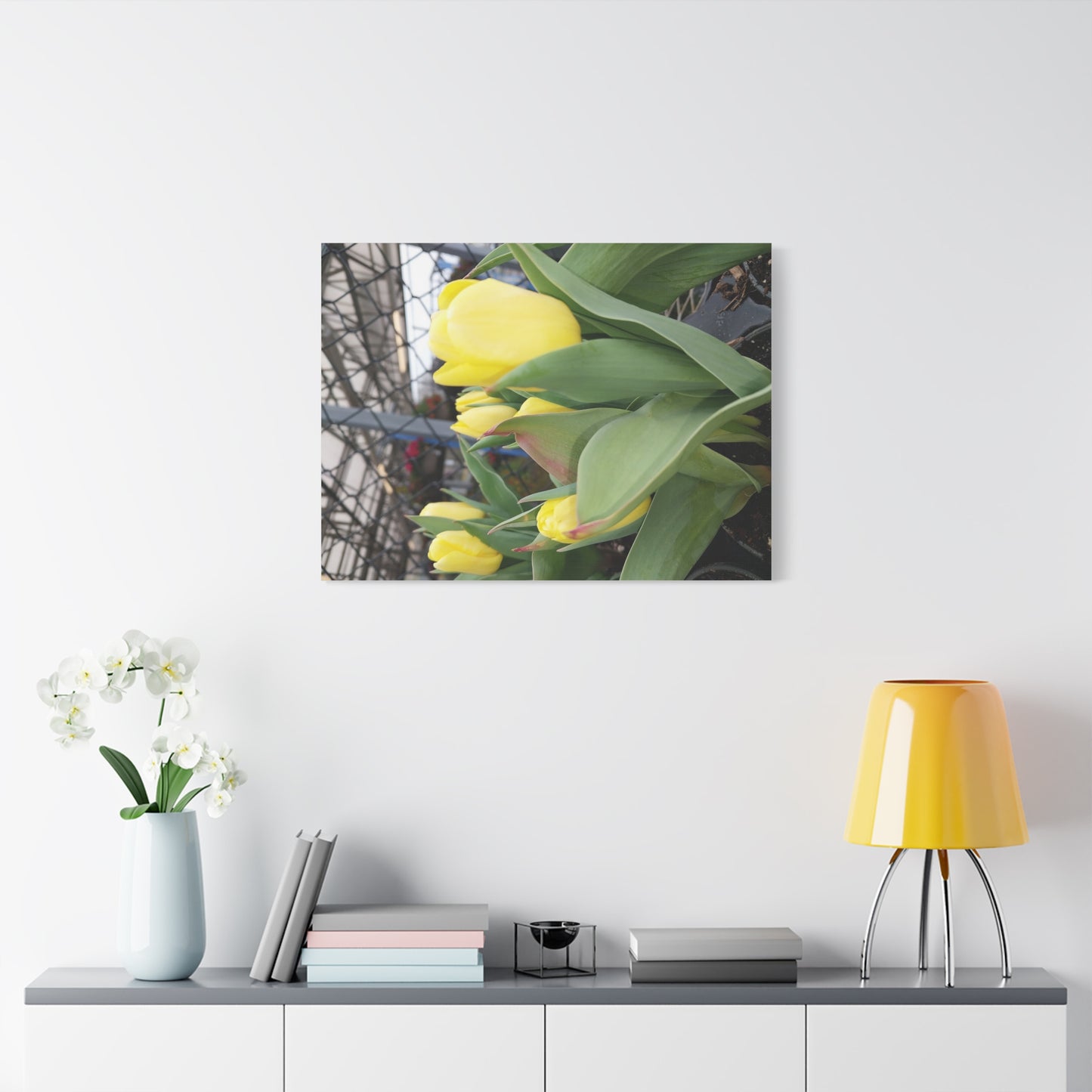 Yellow Tulip Stretched Canvas Art - Vibrant Floral Decor for Home & Gifts