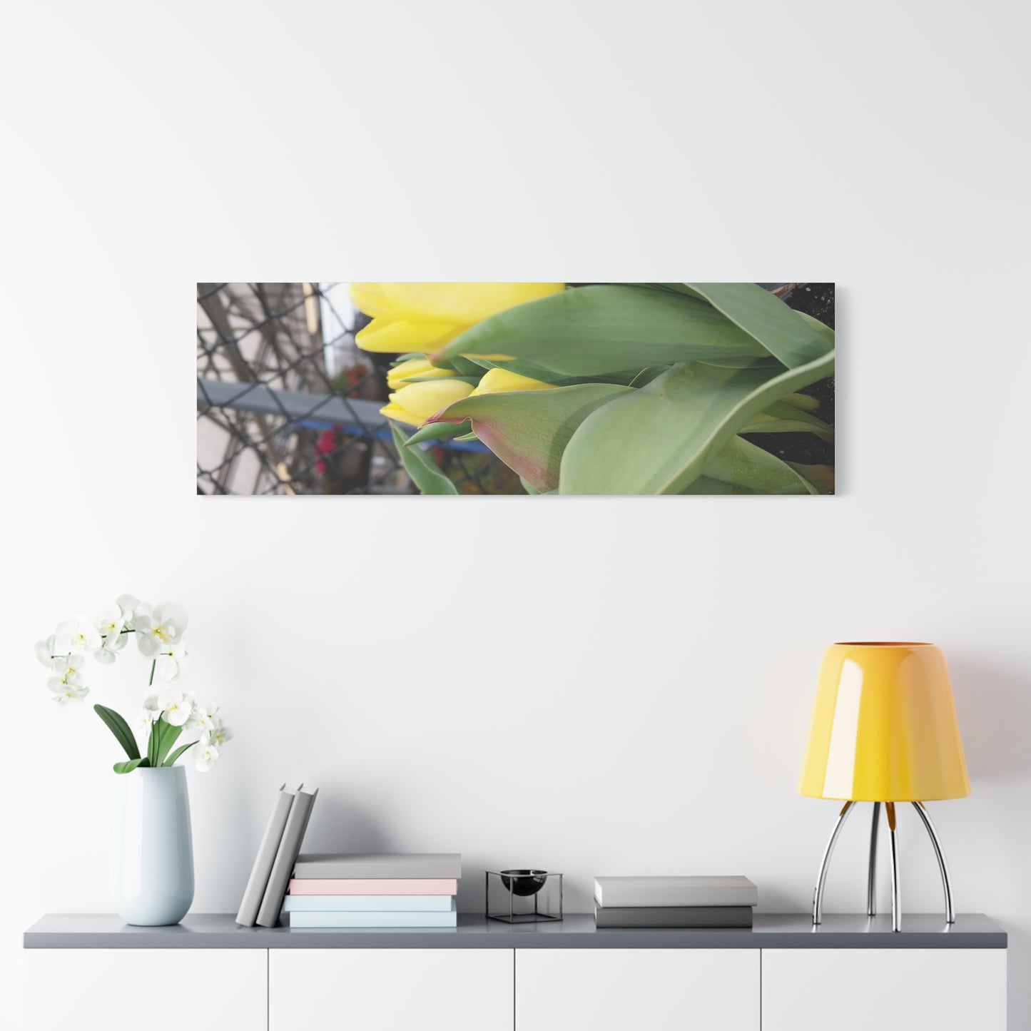 Yellow Tulip Stretched Canvas Art - Vibrant Floral Decor for Home & Gifts