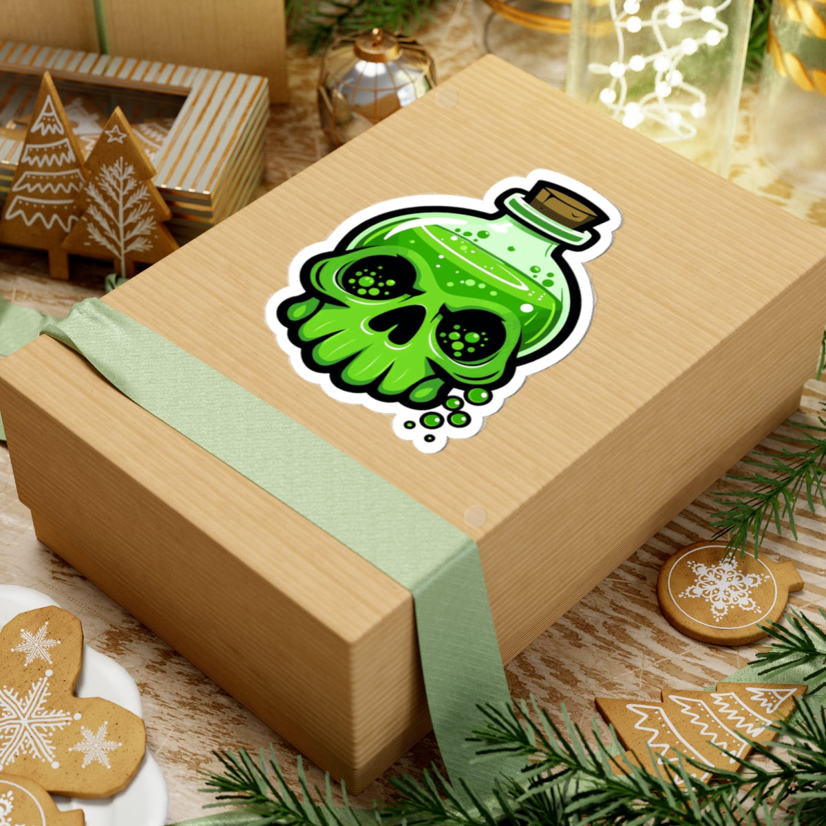 Creepy Potion Skull Kiss-Cut Stickers - Perfect for Halloween and Spooky Decor