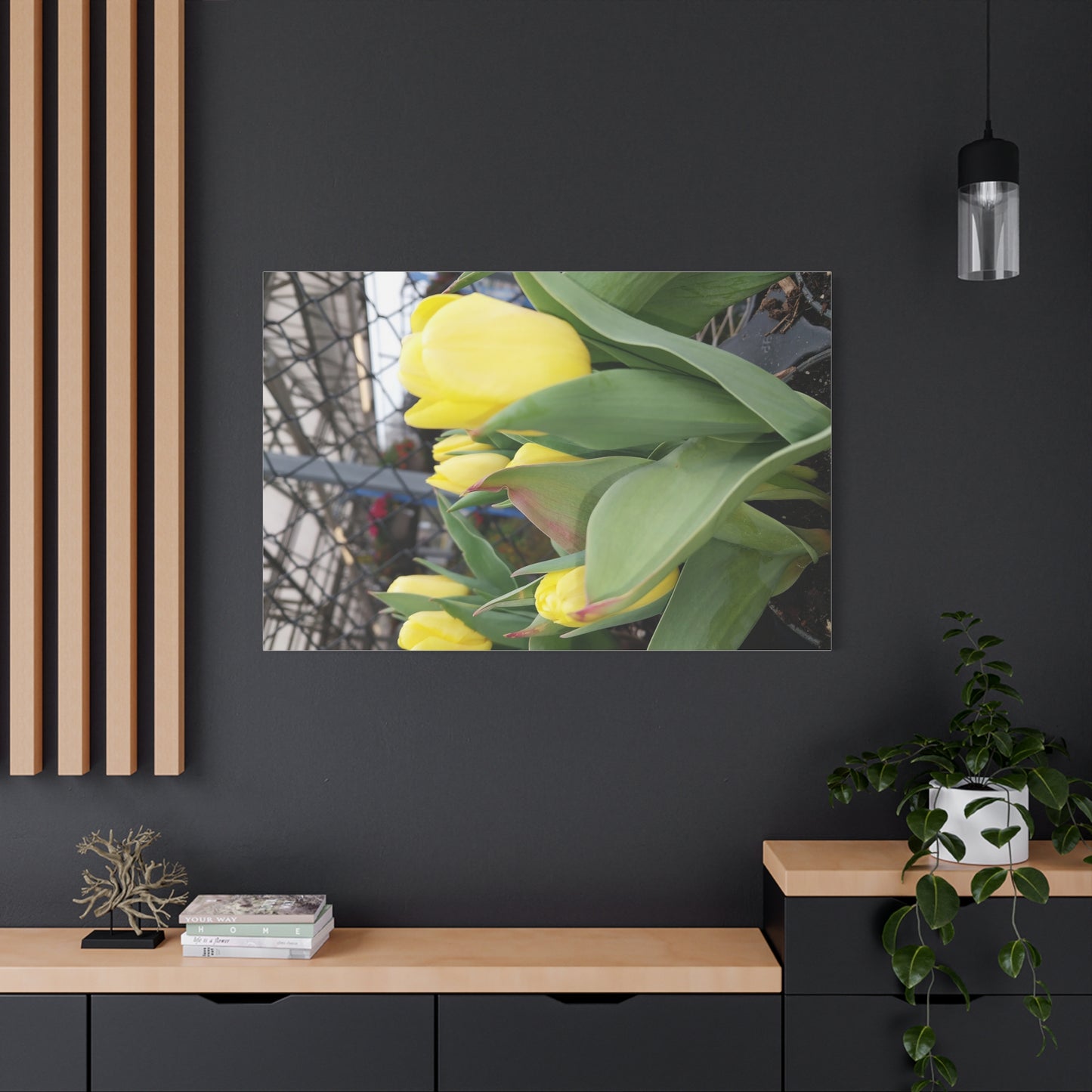 Yellow Tulip Stretched Canvas Art - Vibrant Floral Decor for Home & Gifts