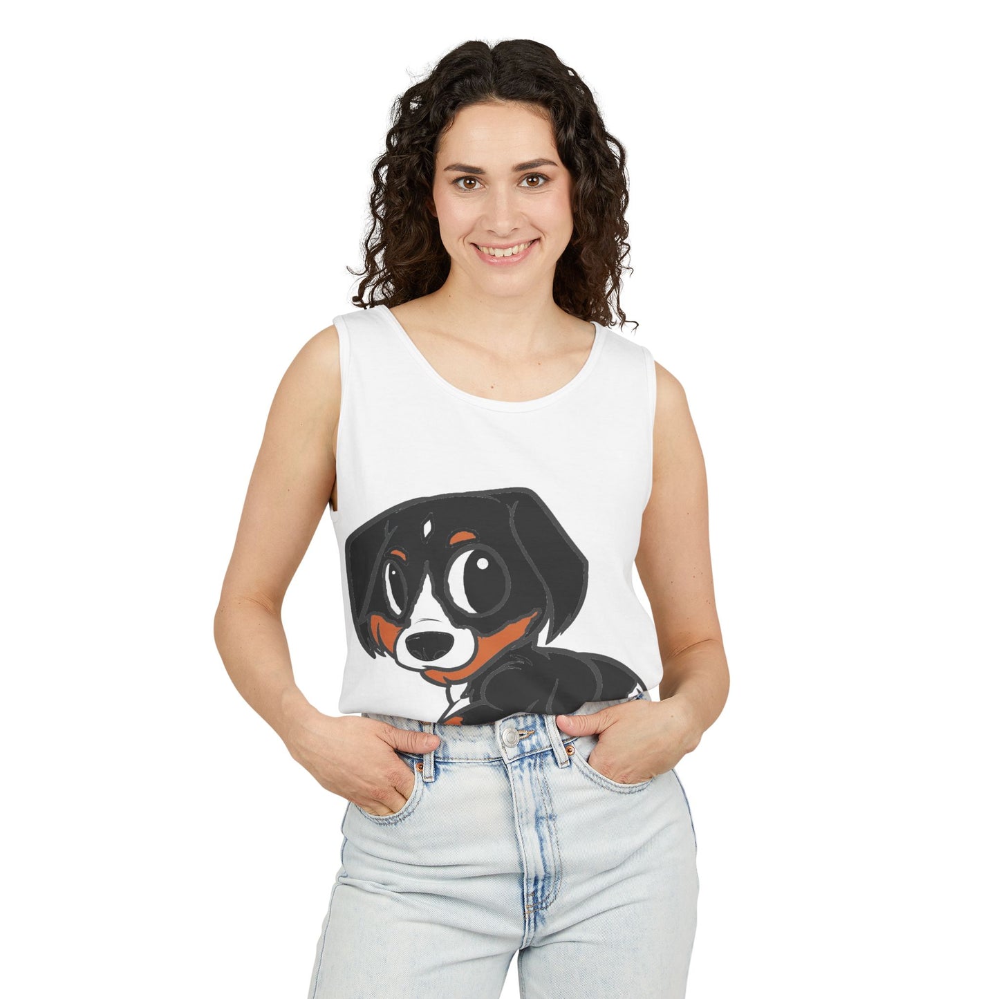 Greater Swiss Mountain Dog Cute Dog Cartoon Graphic Tank Top | Animal Lover Gift | Perfect for Summer, Beach, Festivals, Unisex Apparel, Casual Wear, Pet Owner Merchandise