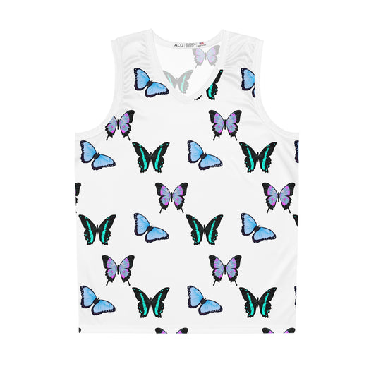 Butterfly Dreams Basketball Jersey, AOP Sportswear, Gym Apparel, Unique Gift for Athletes, Summer Fashion, Vibrant Eco-Friendly Tops
