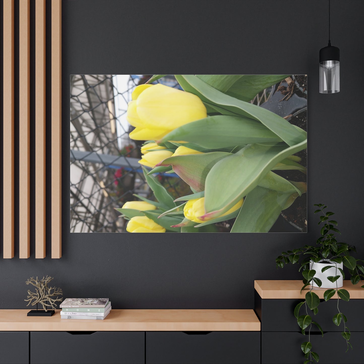 Yellow Tulip Stretched Canvas Art - Vibrant Floral Decor for Home & Gifts