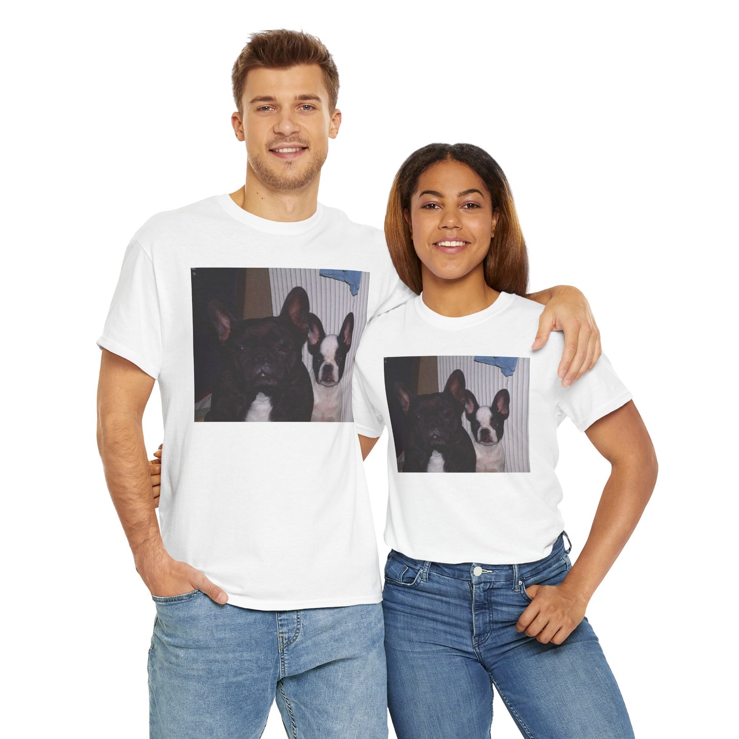 Cute French Bulldog Group Tee - Unisex Heavy Cotton T-Shirt for Dog Lovers