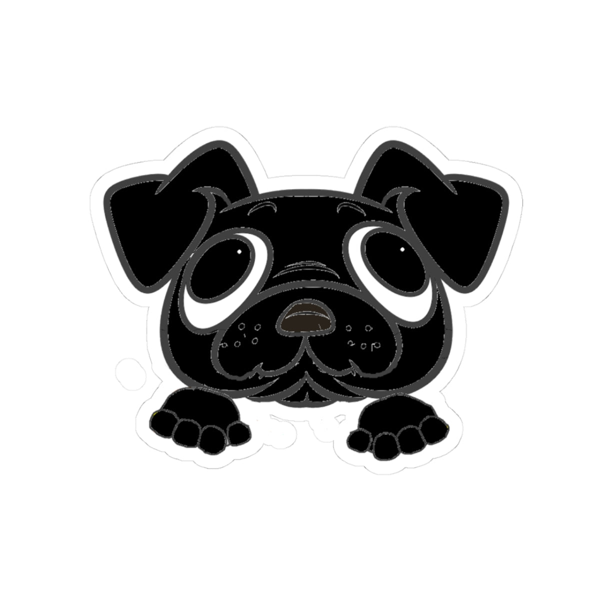 Pug Black Cartoon Adorable Pug Kiss-Cut Stickers | Cute Dog Vinyl Decals for Pet Lovers, Laptop Stickers, Fun Gifts, Dog-themed Decor