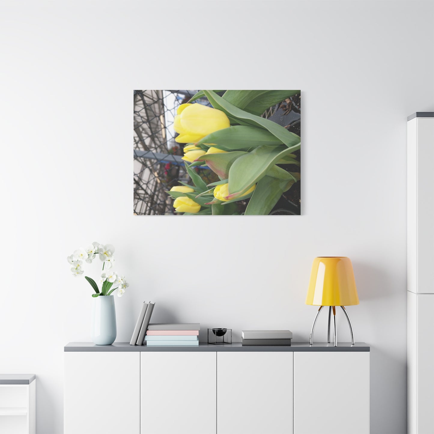 Yellow Tulip Stretched Canvas Art - Vibrant Floral Decor for Home & Gifts