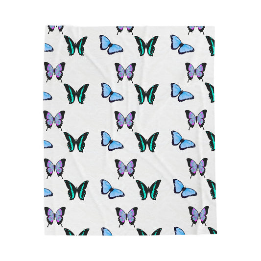 Butterfly Print Velveteen Plush Blanket - Cozy Gift for Kids, Home Decor, Nursery Essential, Spring, Birthday, Butterfly Lovers