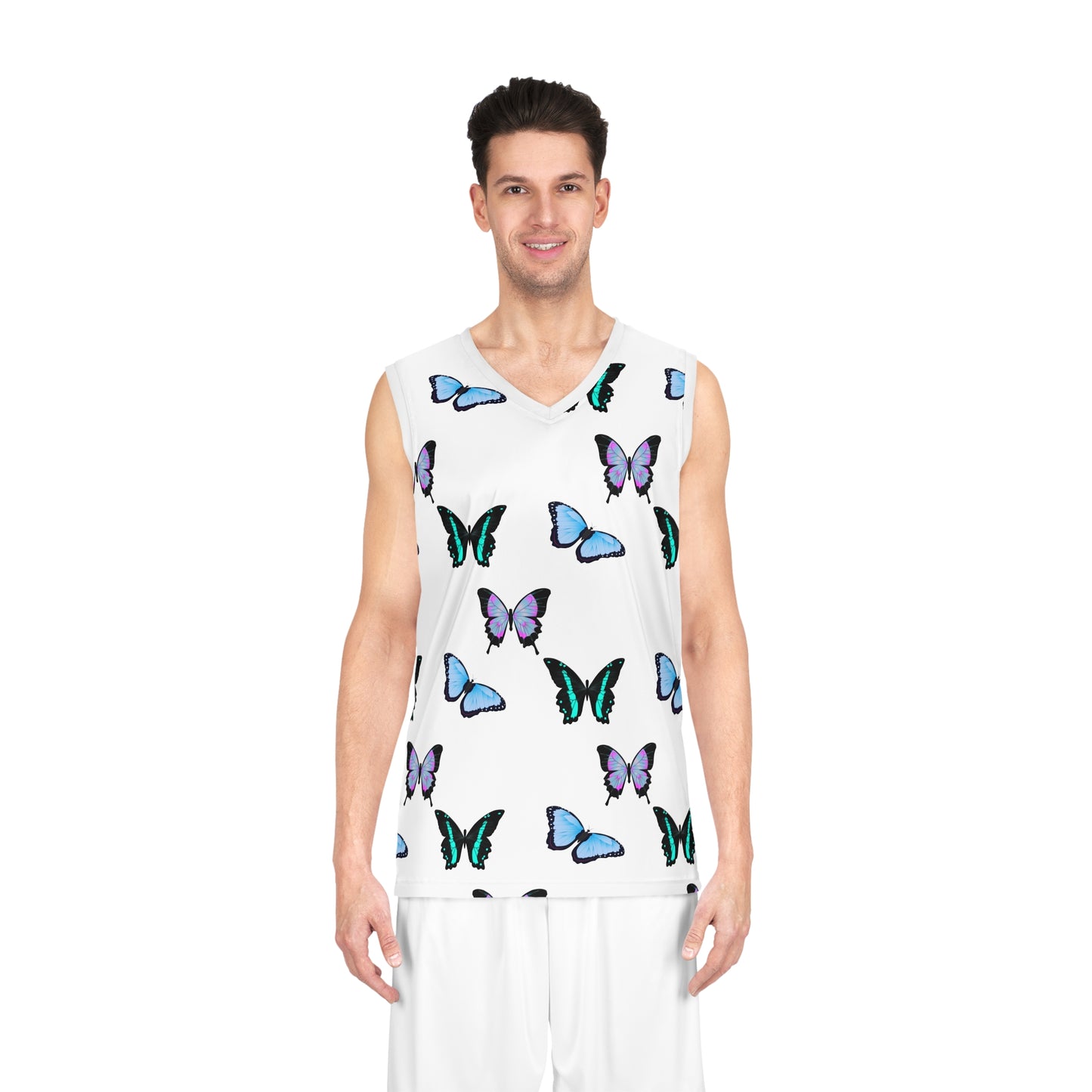 Butterfly Dreams Basketball Jersey, AOP Sportswear, Gym Apparel, Unique Gift for Athletes, Summer Fashion, Vibrant Eco-Friendly Tops