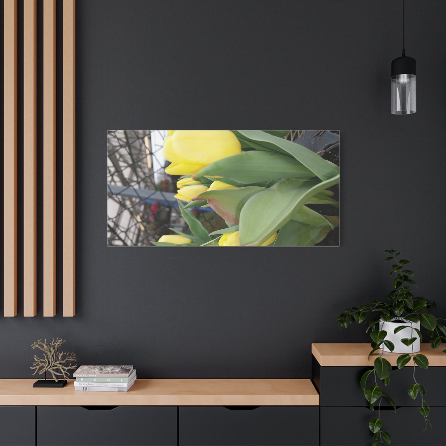 Yellow Tulip Stretched Canvas Art - Vibrant Floral Decor for Home & Gifts