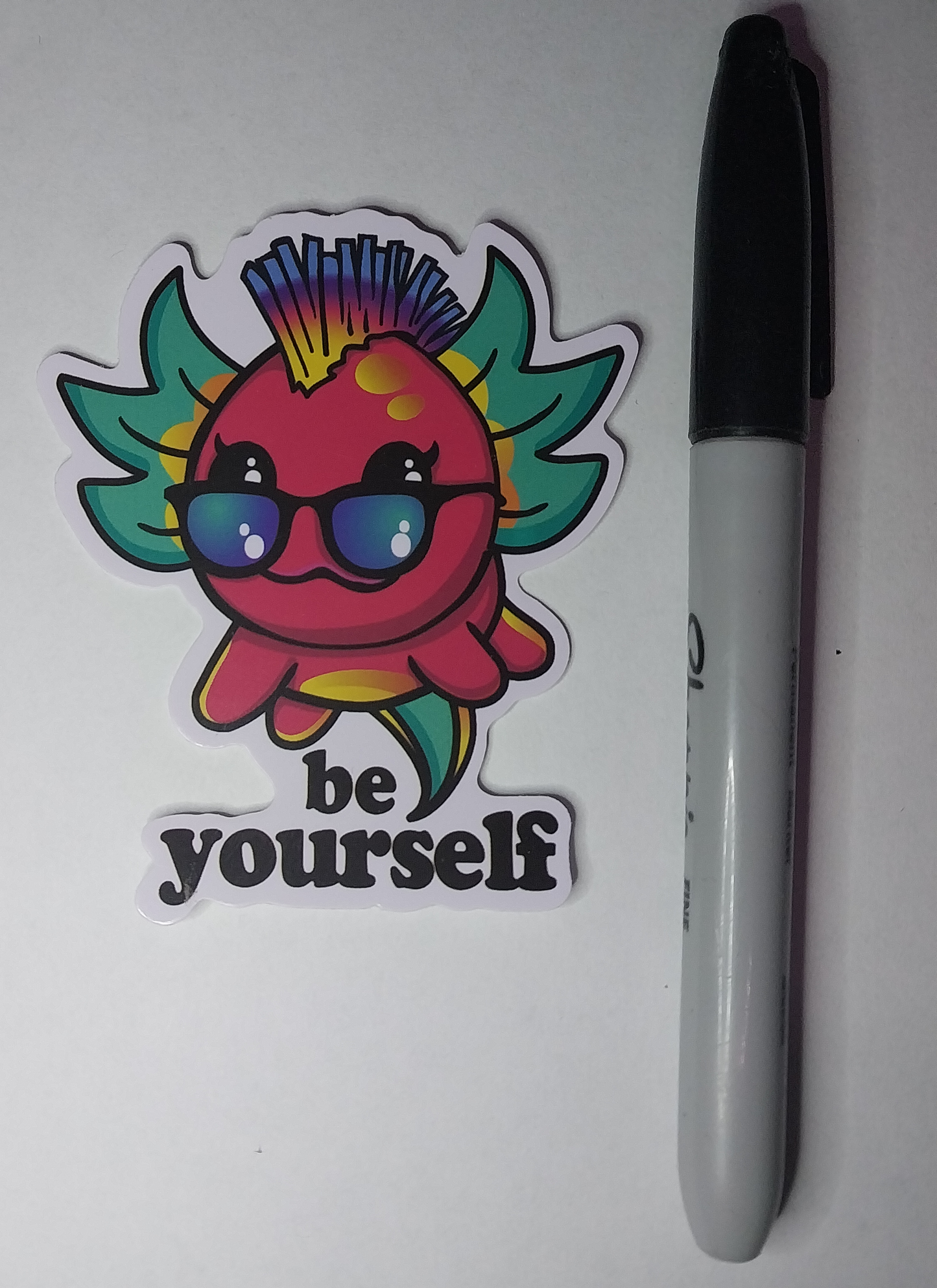 Axolotl Red Be Yourself Sticker