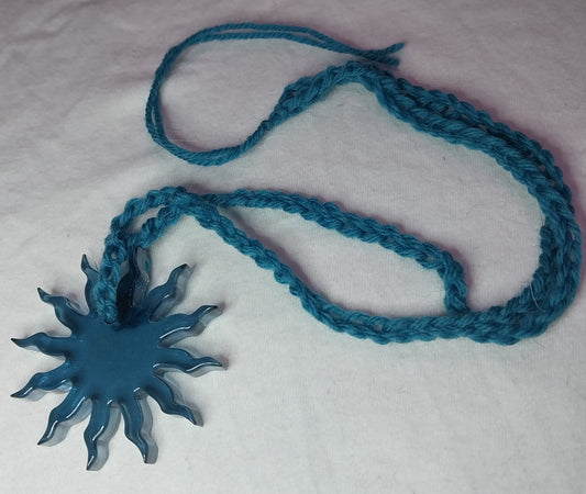Sun Clear Blue Resin Necklace