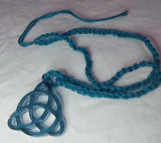 Triquetra Clear Blue Resin Necklace