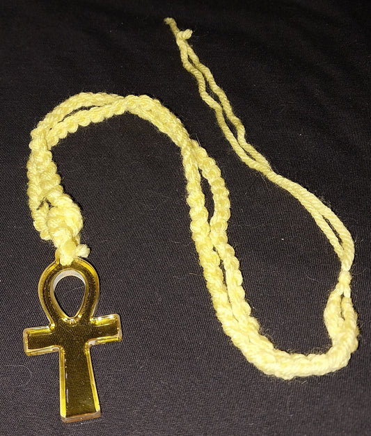 Egyptian Ankh  Clear Yellow Resin Necklace