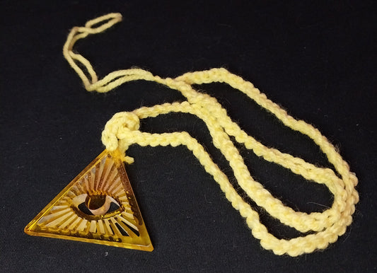 Eye of Providence Yellow Clear Resin Necklace