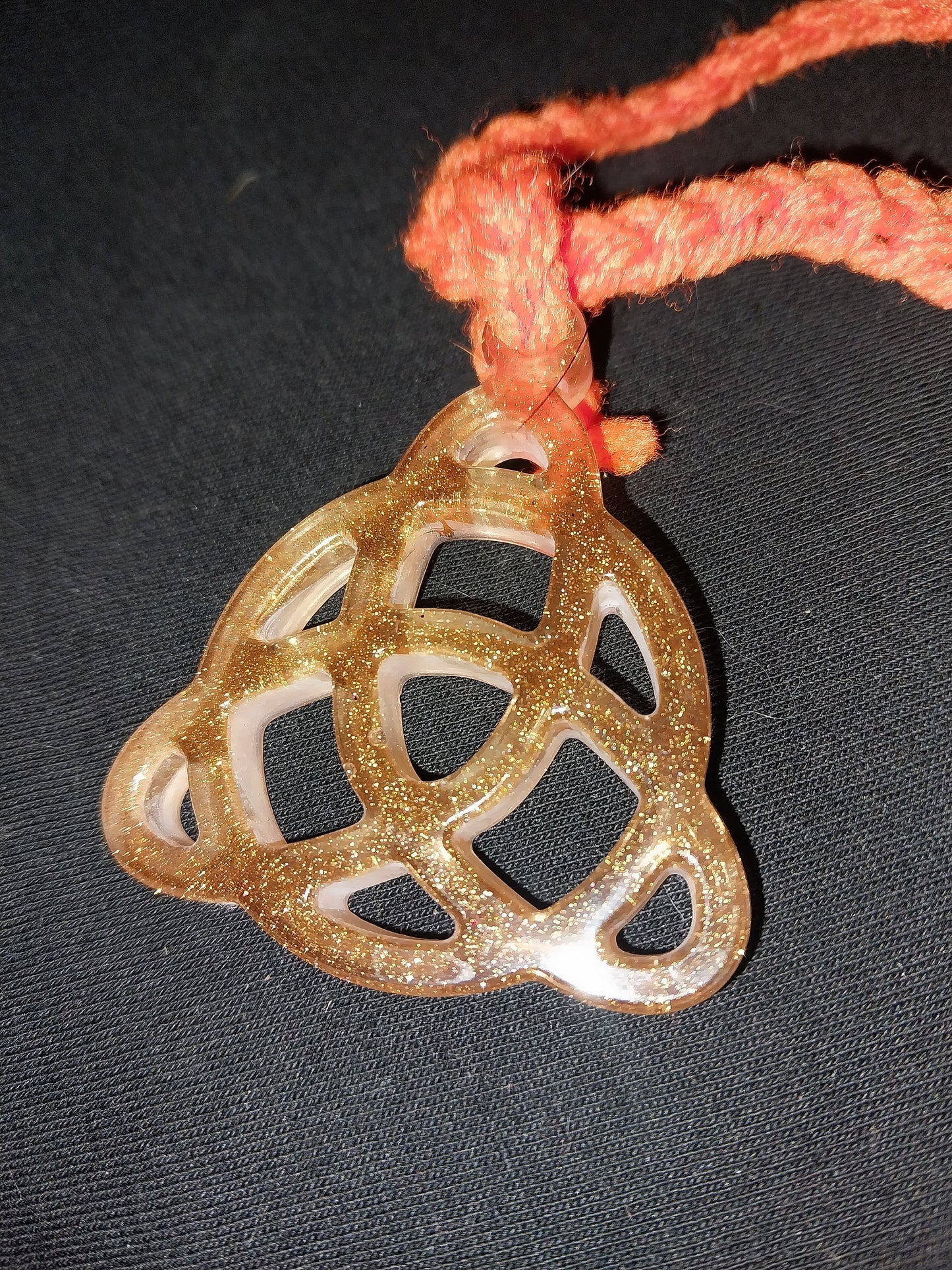 Triquetra Sparkly Copper Resin Necklace