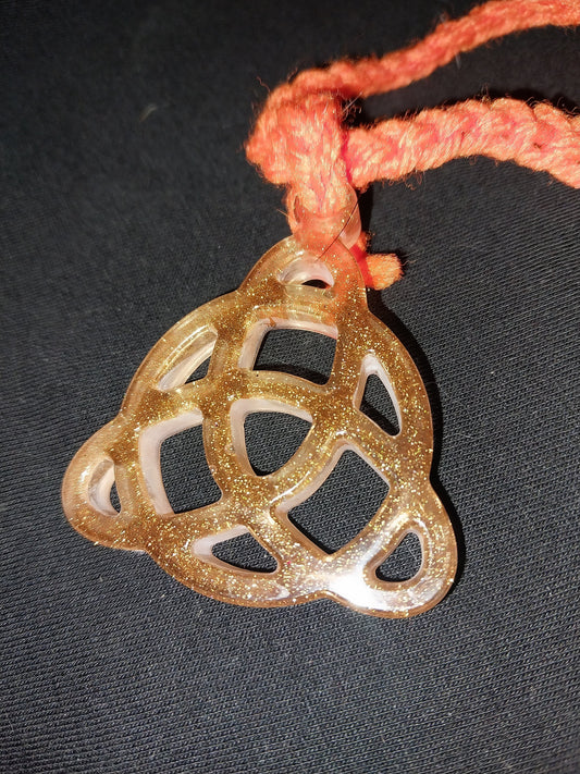 Triquetra Sparkly Copper Resin Necklace