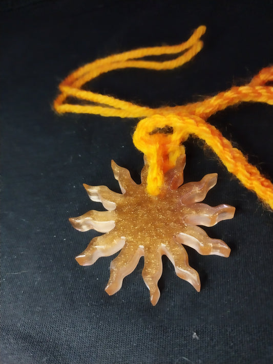 Sun Sparkly Copper Resin Necklace