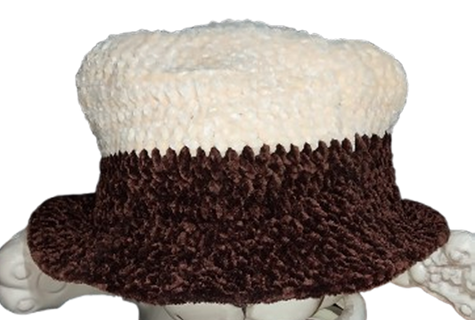 Morning Coffee Crochet Standard Bucket Hat OOAK Fuzzy