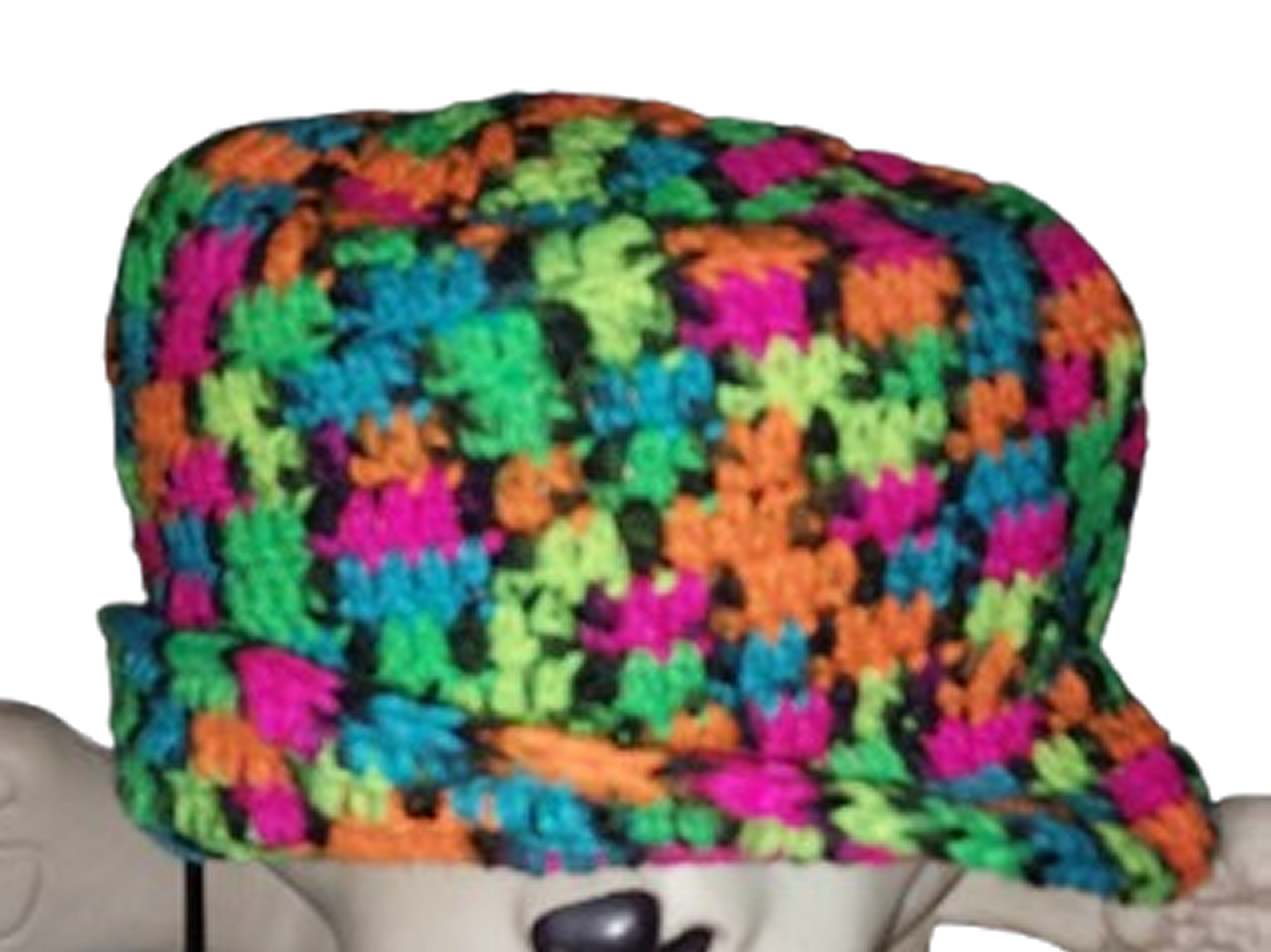 Neon Blacklight Crochet Standard Bucket Hat OOAK