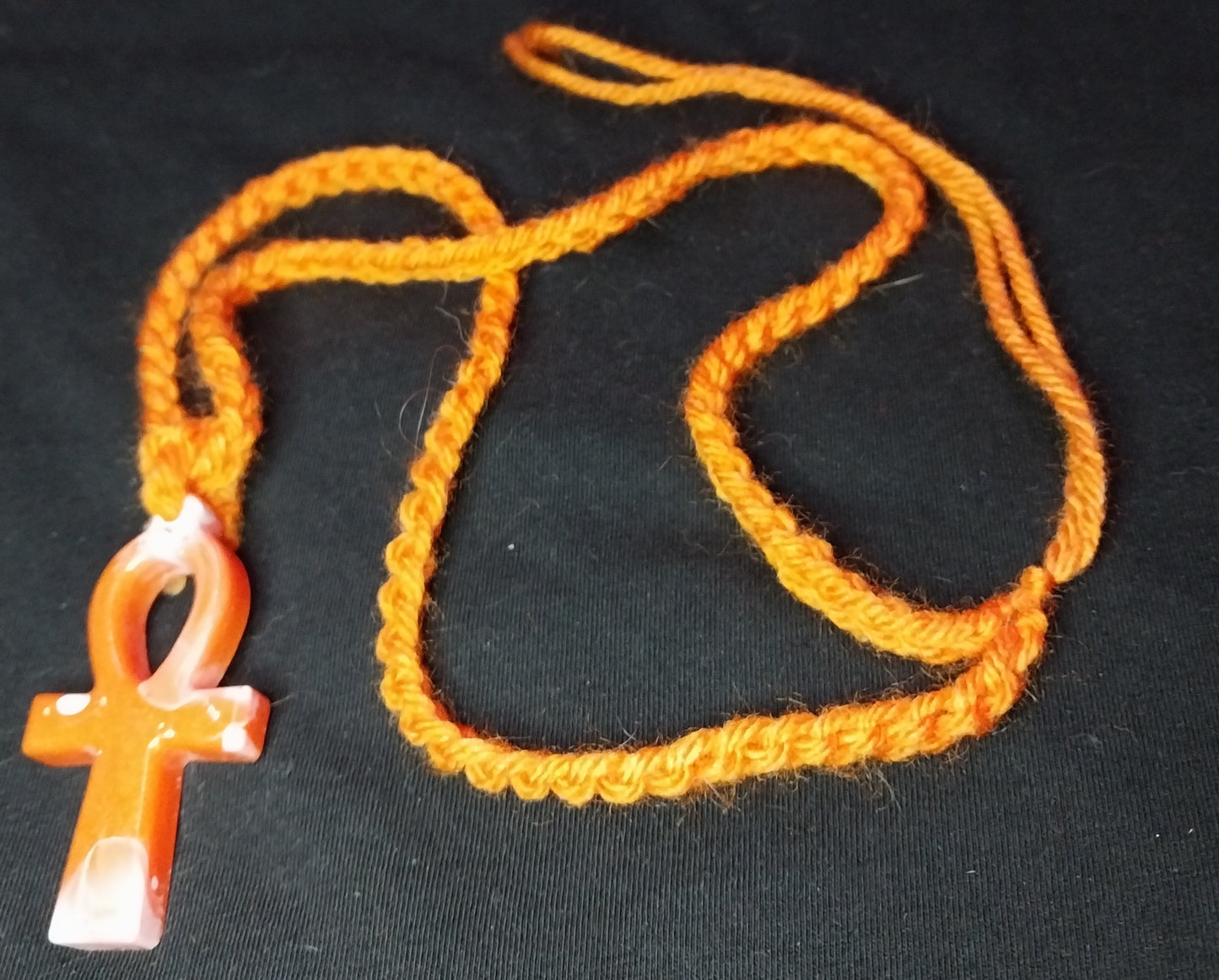 Egyptian Ankh Orange Creamsicle Resin Necklace