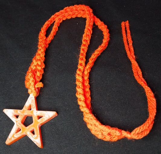 Pentagram Orange Creamsicle Resin Necklace