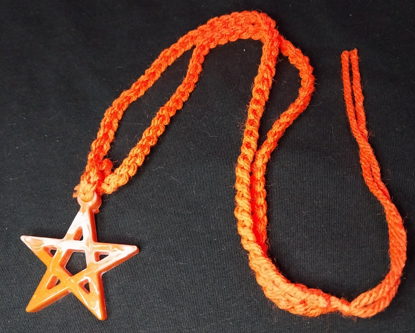 Pentagram Orange Creamsicle Resin Necklace
