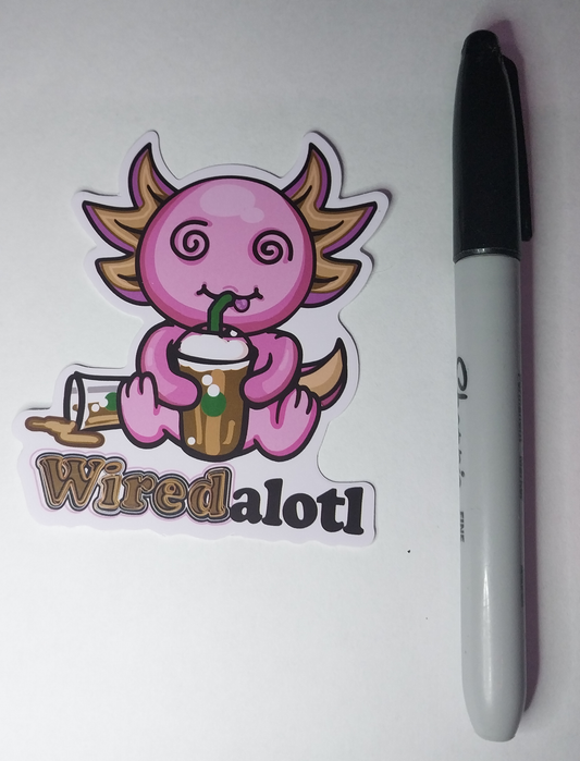 Axolotl Pink Wiredalotl Funny Coffee Sticker