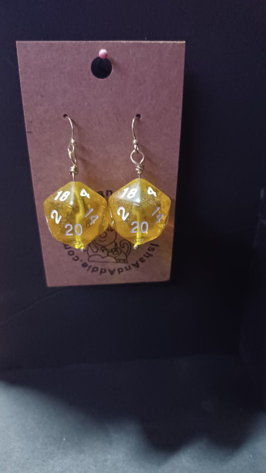 Natural 20 Earrings (clear yellow)