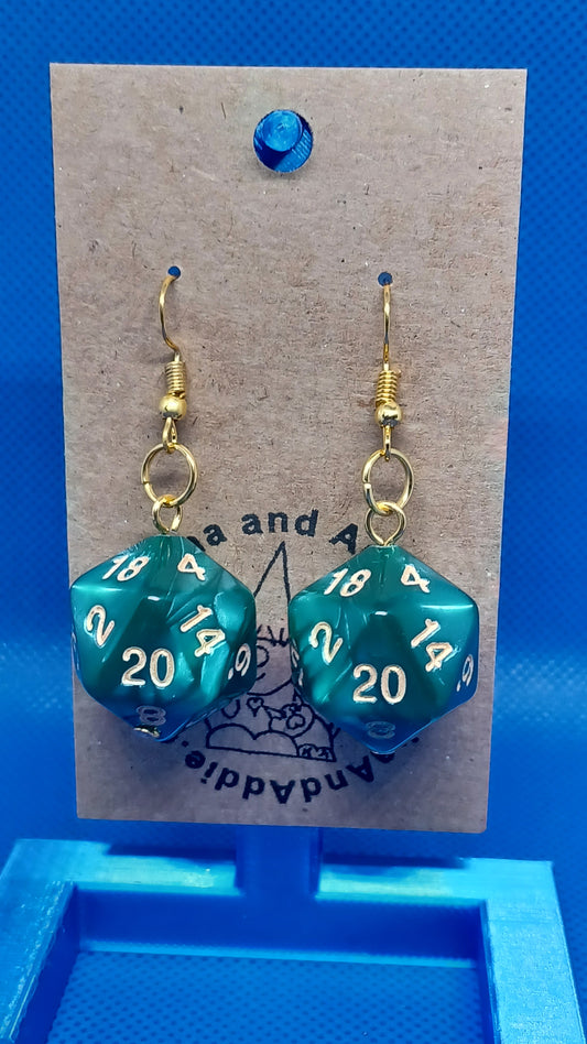 Natural 20 Earrings (green pearl)