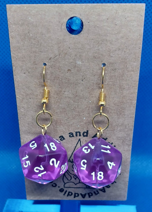 Natural 20 Earrings (clear purple)