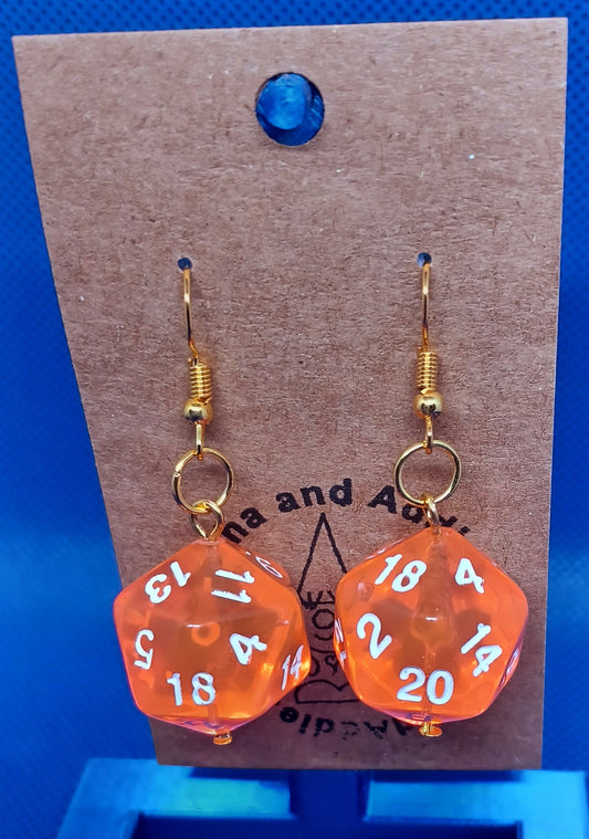 Natural 20 Earrings (clear orange)