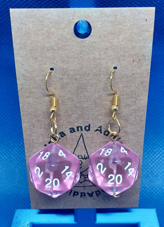 Natural 20 Earrings (clear pink)
