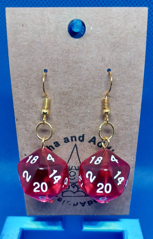 Natural 20 Earrings (clear red)